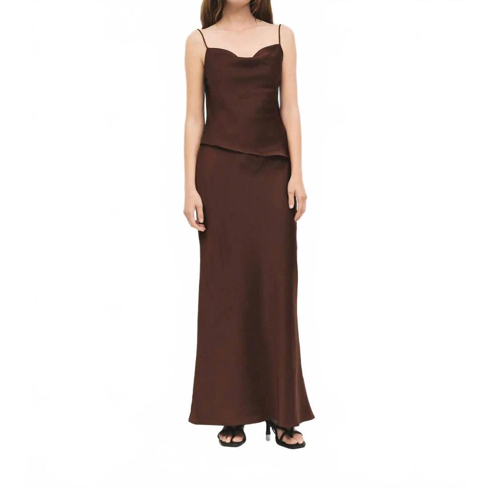 NEW MOD REF the elena satin maxi skirt in mocha